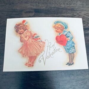 Vintage Valentine Postcard Little Boy & Girl